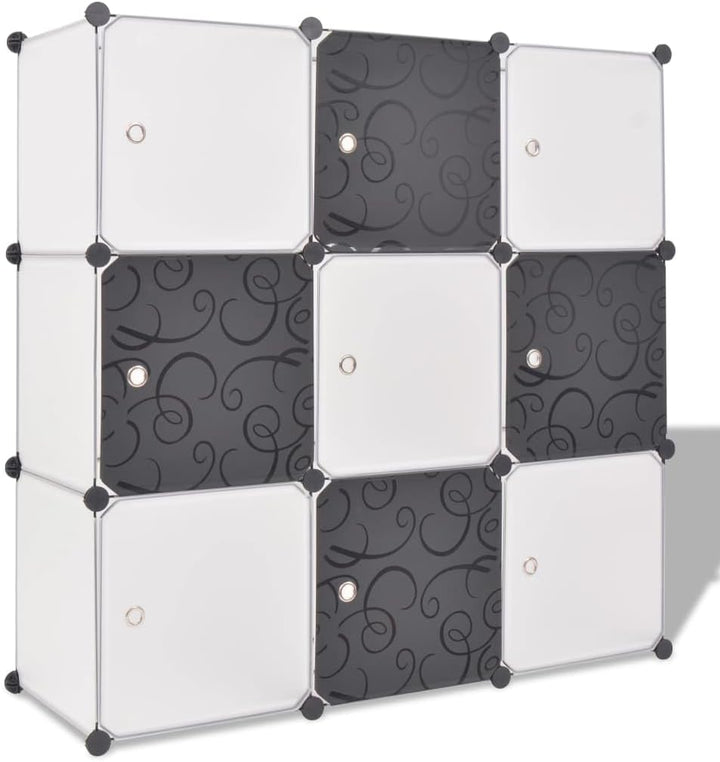 vidaXL Würfelregal 9 Fächer Bücherregal Raumteiler Standregal Wandregal Regal Schwarz und Weiss, Sch