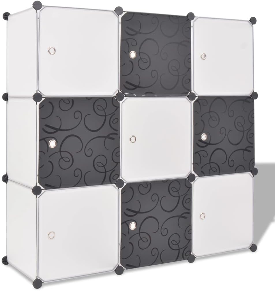 vidaXL Würfelregal 9 Fächer Bücherregal Raumteiler Standregal Wandregal Regal Schwarz und Weiss, Sch