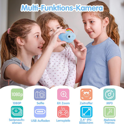 Selvim Kinderkamera 3 4 5 6 7 8 Jahre, 2,4" 1080P HD Digitalkamera für Kinder, Wiederaufladbare Kame