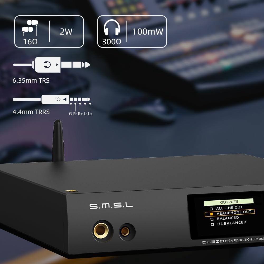 SMSL DL300 AK4499EX+AK4191 Audio Decoder Kopfhörerverstärker,4 Töne,6.35mm/4.4m Bohrung,DOP,XU-316,D