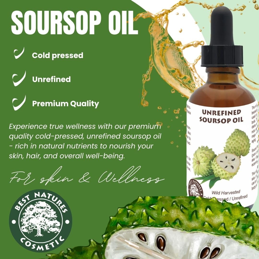 Best Natures Cosmetic Virgin Soursop Graviola Guanabana Öl (Unverdünnt, Kaltgepresst, Unraffiniert)