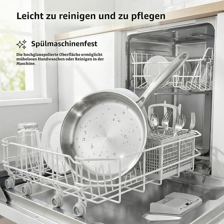 Pfanne Edelstahl-Bratpfanne - Für gleichmässiges Braten und scharfe Anbraten auf allen Herdarten, in