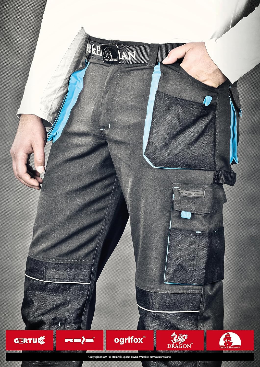 Leber & Hollman Herren Arbeitshose LH-FMN-T B, 65% Polyester 35% Baumwolle 270 g/m2, Bundhose mit Ta