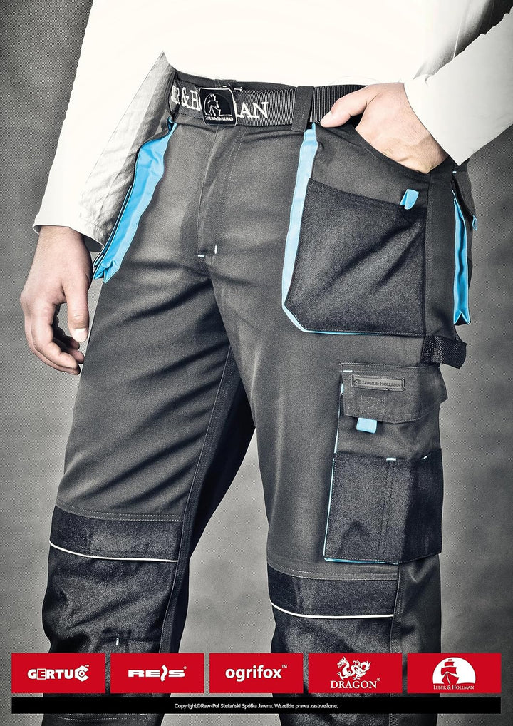 Leber&Hollman LH-FMN-T_SBP48 Formen Schutzhose, Stahlblau-Schwarz-Orange, 48 Grösse Stahlblau-schwar