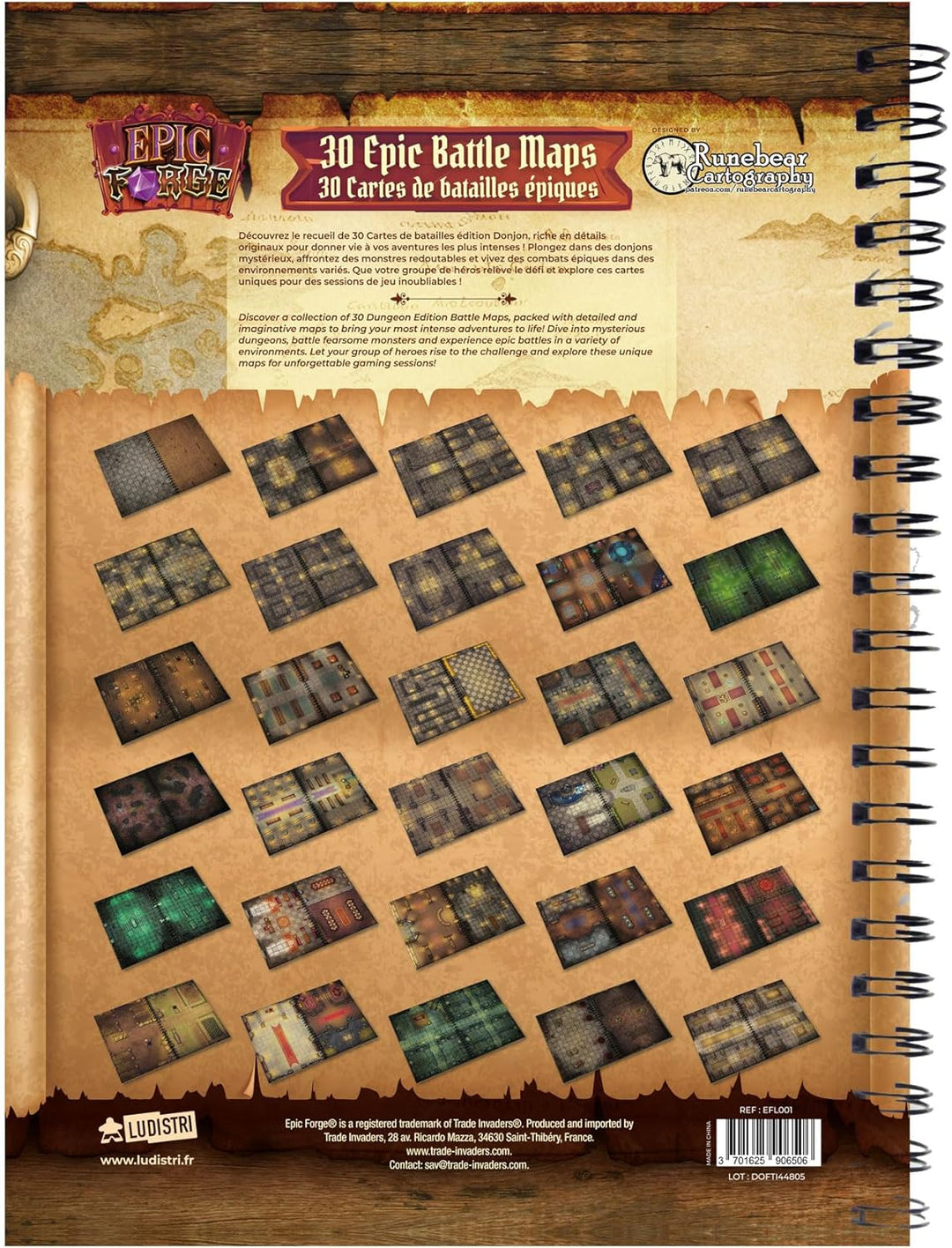 Epic Forge - Buch Spielbrett: Dungeons (305 x 420 mm) Format A3, rot und braun