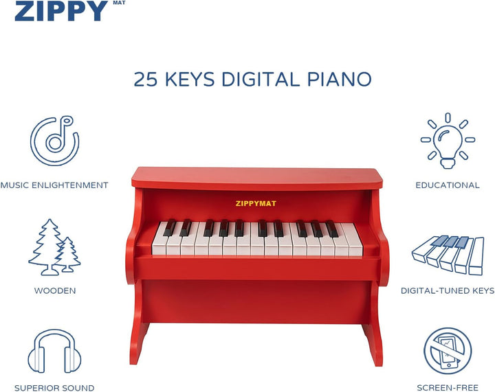 ZIPPY MAT Kinder Klavier Tastatur, 25 Tasten Digitalpiano für Kinder, Mini Musik Lerninstrument Spie