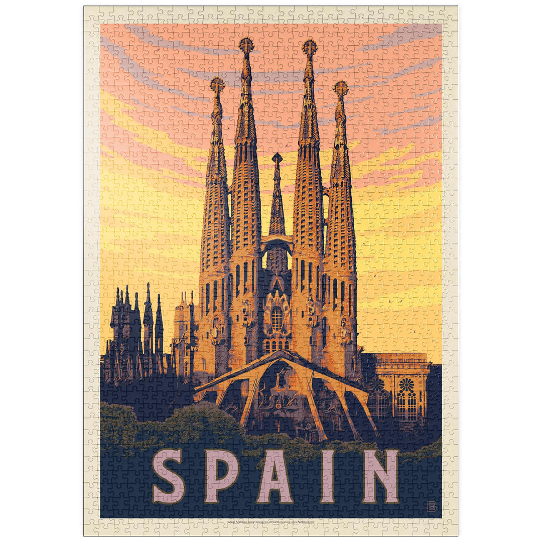 Spain: Familia Sagrada, Vintage Poster - Premium 1000 Teile Puzzle - MyPuzzle Sonderkollektion von A