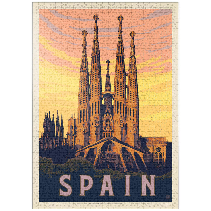 Spain: Familia Sagrada, Vintage Poster - Premium 1000 Teile Puzzle - MyPuzzle Sonderkollektion von A