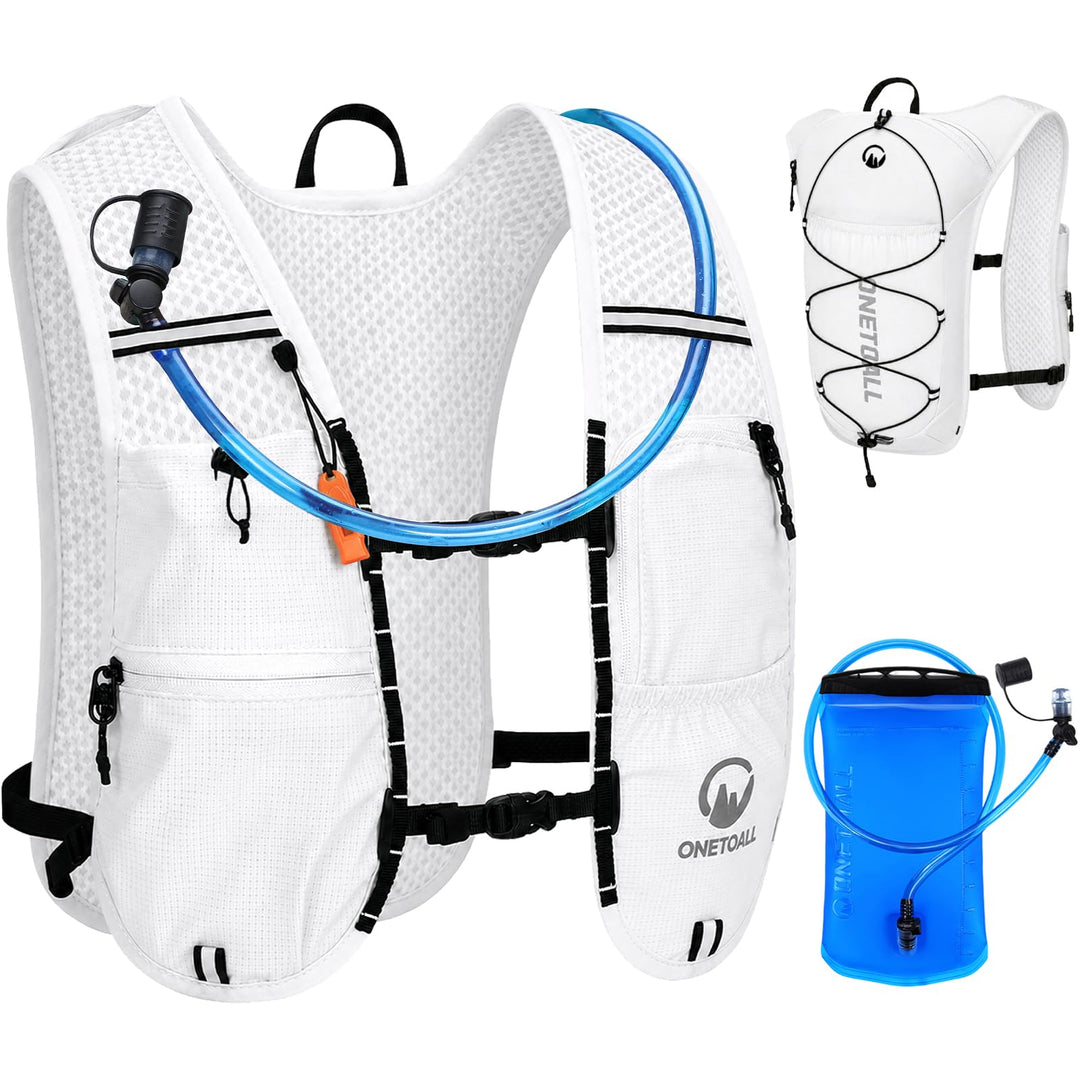 Laufweste Damen mit 500ml Trinkflasche/2L Trinkblase, Leichter Trinkrucksack Laufen Herren 6L, Runin