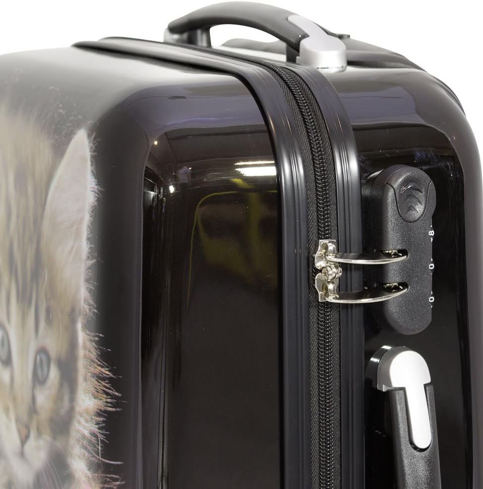 Trendyshop365 Reisekoffer Gross Hartschale Katzen Design Bedruckt 77cm 94 Liter 4 Rollen Bunt, Katze