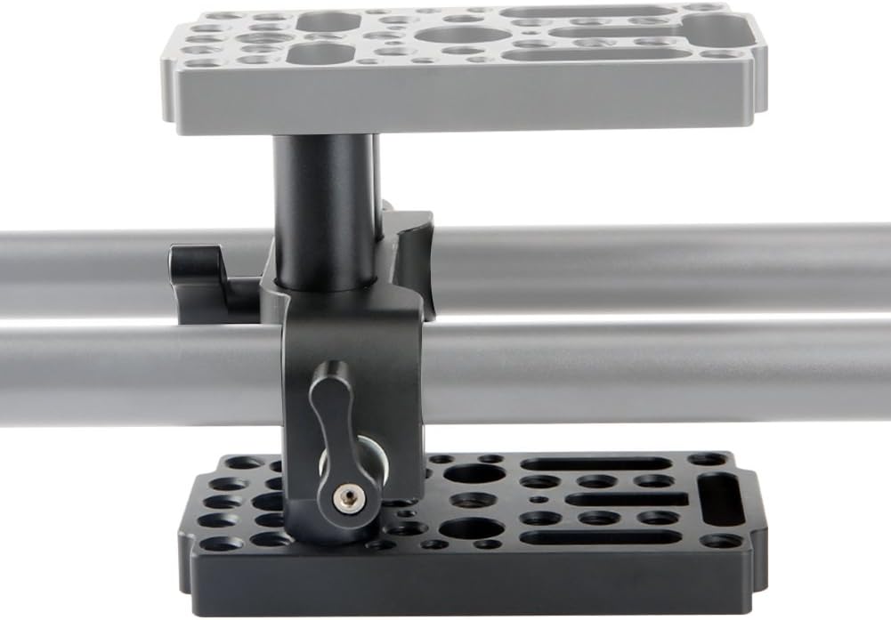 NICEYRIG Käseplatte mit 15mm Rod Raiser Clamp, Kurze Stangen für DSLR Kamera Baseplate Lifting Syste