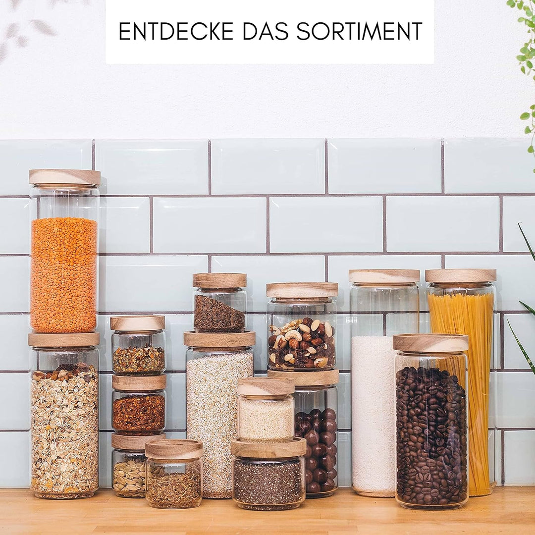 Econovo® Gewürzgläser geriffelt (150ml | 6-tlg.), stapelbar und luftdicht, Gewürzgläser Set mit Deck