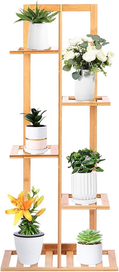 Cocoarm Blumenständer Holz für Innen Pflanzentreppe Outdoor Blumen Regale, Blumenständer mit Balkong