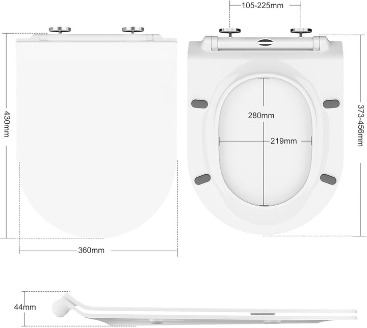 Toilettendeckel mit Absenkautomatik, WC Sitz Klobrille Toilettensitz mit Quick-Release Funktion& Ver