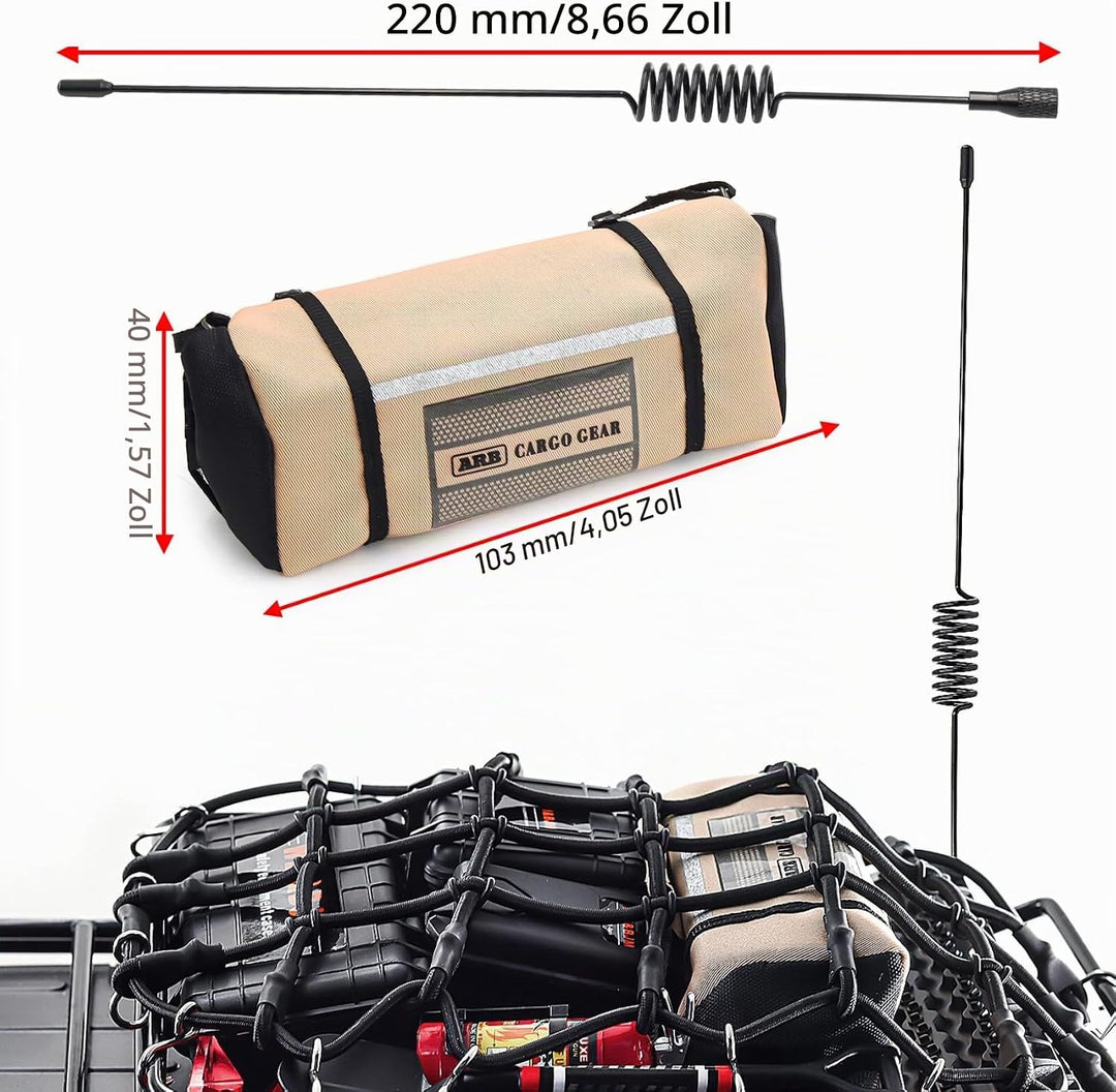 Ezweiji RC Crawler Zubehör, 1/10 Truck Dachträger Rc Zubehör Set 8 in 1 Tankaufbewahrungsbox, Gepäck