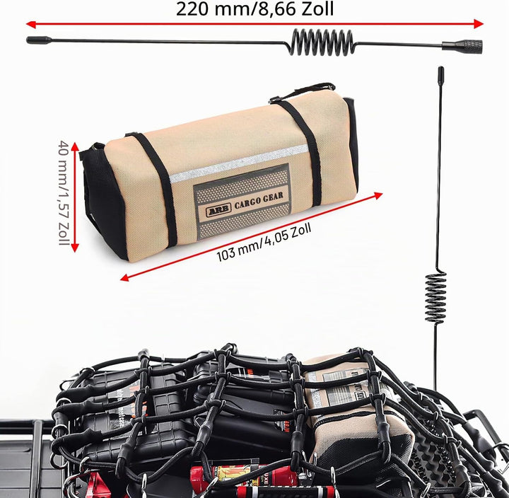 Ezweiji RC Crawler Zubehör, 1/10 Truck Dachträger Rc Zubehör Set 8 in 1 Tankaufbewahrungsbox, Gepäck