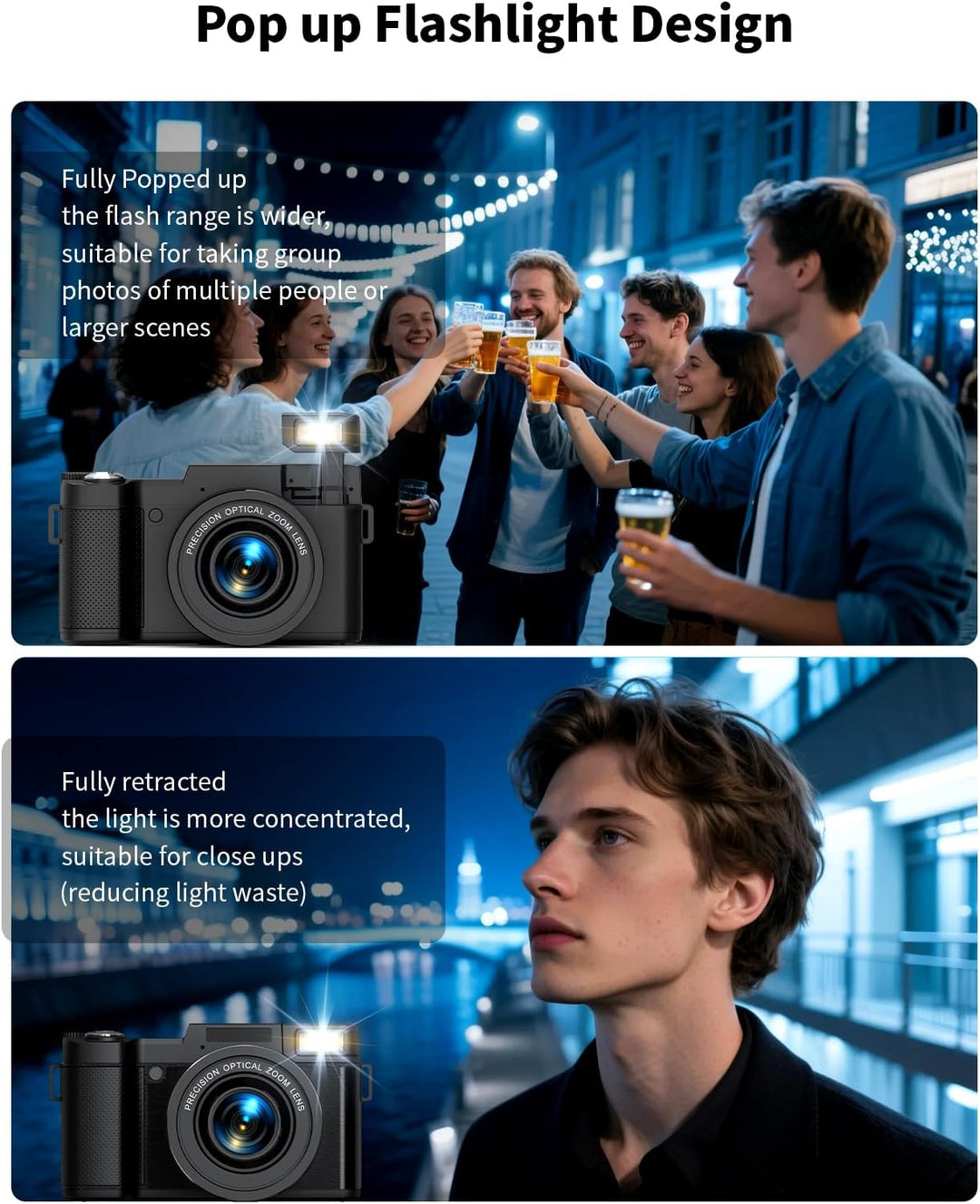 Longyi Digitalkamera 6K 75MP Kamera Fotokamera mit 8X Optischem Zoom, Anti-Shake, Autofokus Vlogging