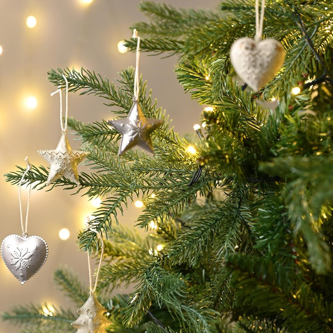 Valery Madelyn Metallanhänger mit Weihnachtsglocken 24er Set 5cm Weihnachtsanhänger Herz Stern Baum