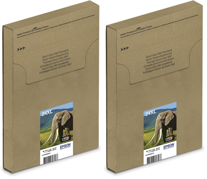Epson 24XL Black Elephant High Yield Genuine, Claria Photo HD Ink Cartridge, XL High Capacity (Packu