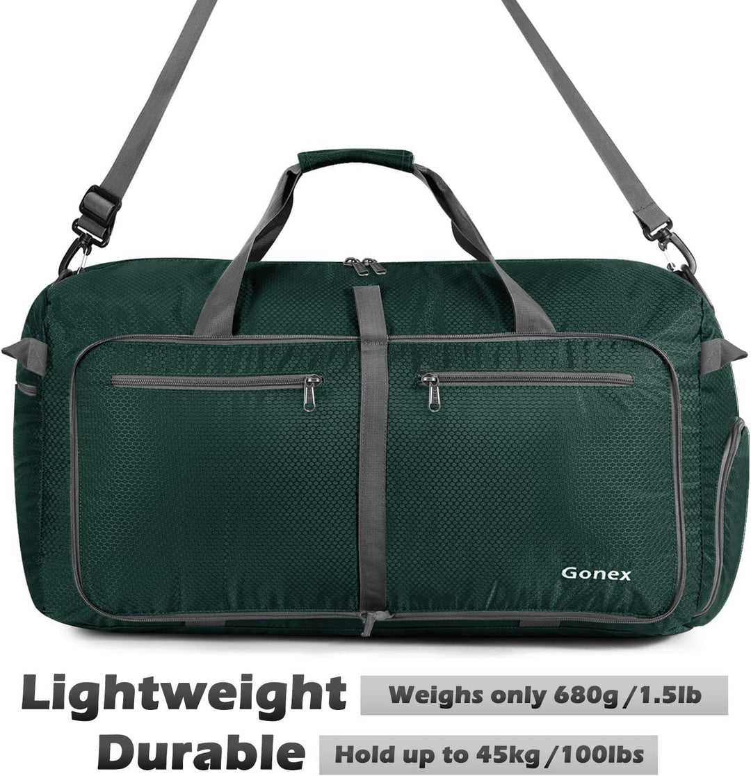 Gonex Leichter Faltbare Reise-Gepäck 100L, Farbe: Dunkelgrün, Duffel Taschen Uebernachtung Taschen/S