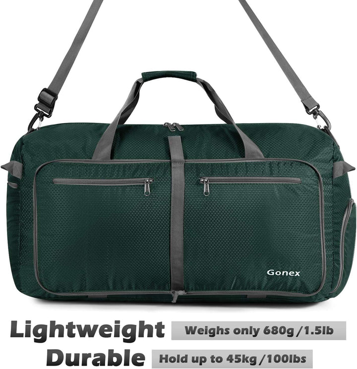 Gonex Leichter Faltbare Reise-Gepäck 100L, Farbe: Dunkelgrün, Duffel Taschen Uebernachtung Taschen/S