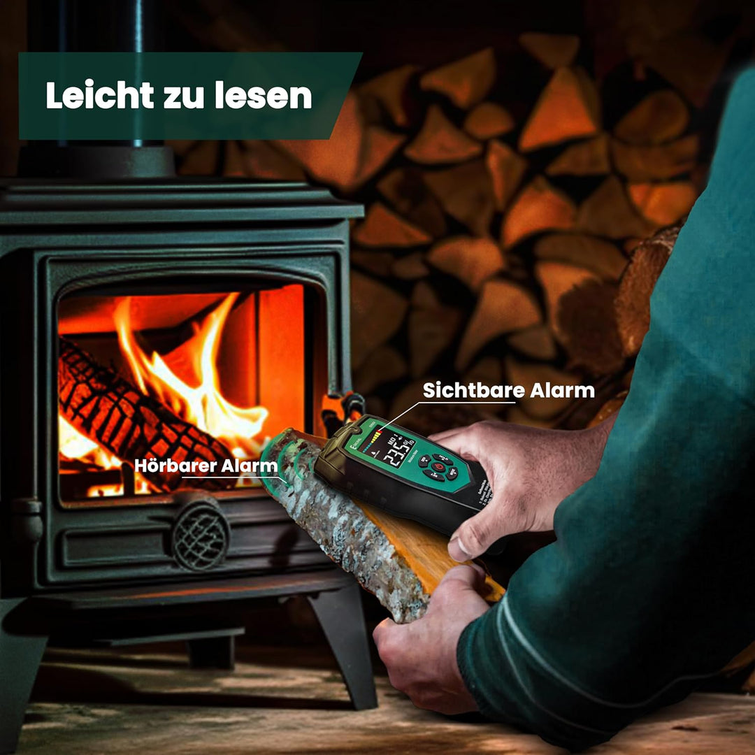 ERICKHILL Holz Feuchtemessgerät, nicht invasiver Feuchtemessgerät mit 4-Modi, LCD-Anzeige mit Hinter