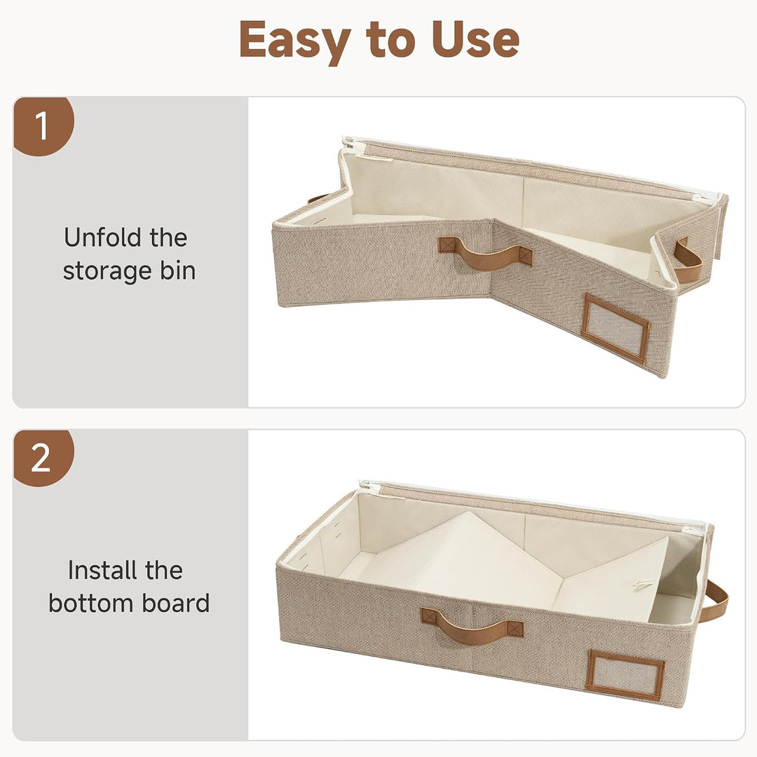 StorageWorks Unterbett Aufbewahrung, grosse Unterbett Aufbewahrungsbox mit Deckel Stoff, faltbare Un