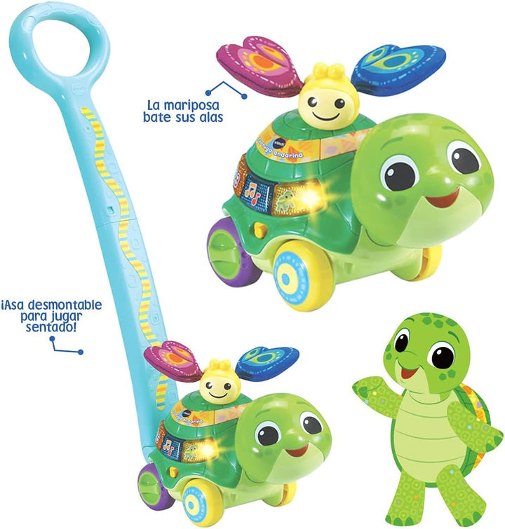 VTech Walking Turtle, Ziehspielzeug für Babys ab 12 Monaten, Version mit Gehhilfe, Spanisch (3480-54