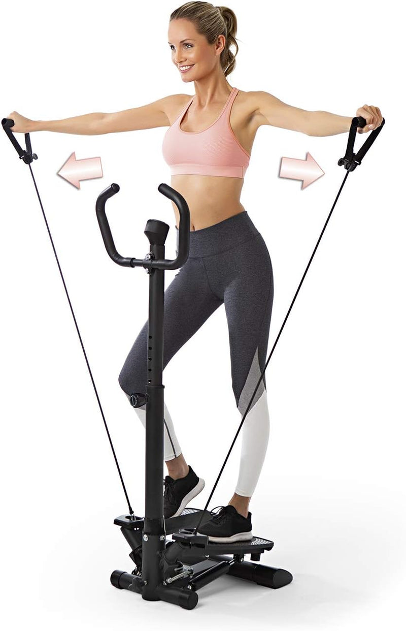 VITALmaxx Fitnesstrainer Swing Stepper mit 2 Expanderbändern | Trainiert die Beinmuskeln und fördert