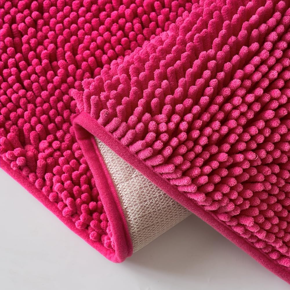 MIULEE Badematte 50x80 cm Rosa – Super Saugfähiger Badteppich Weich & rutschfest, Waschbarer Badezim