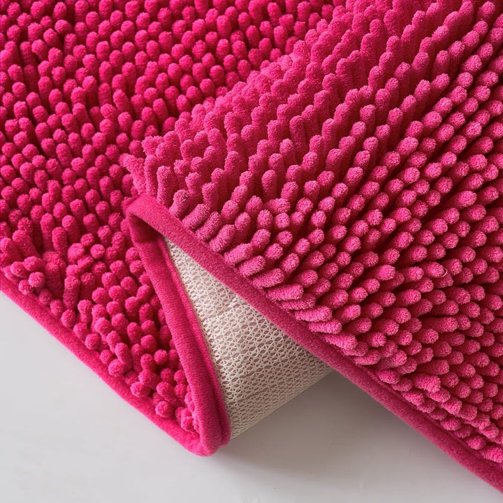 MIULEE Badematte 50x80 cm Rosa – Super Saugfähiger Badteppich Weich & rutschfest, Waschbarer Badezim