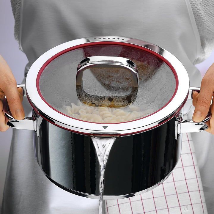 WMF Fusiontec Functional Kochtopf gross 20cm, Fleischtopf Induktion 3,7l, Glasdeckel mit Abgiessfunk