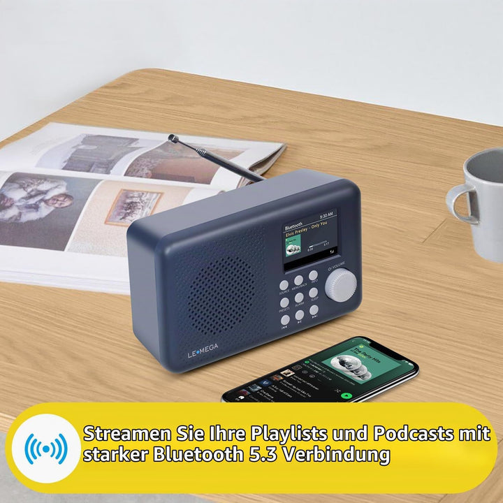 DAB-Radio mit Farbdisplay I DAB+ Tragbares Bluetooth-Radio I Digitale Radios mit Netzanschluss I UKW