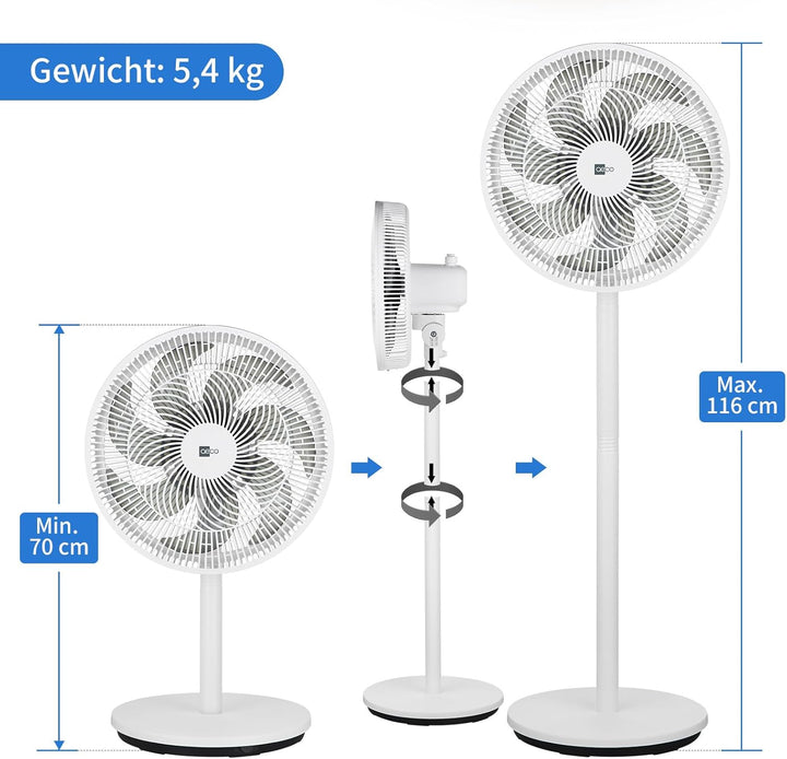 aeco AirX-Flow 100 Standventilator 2-in-1 Stand- & Tischventilator 3 Geschwindigkeitsstufen Höhenver