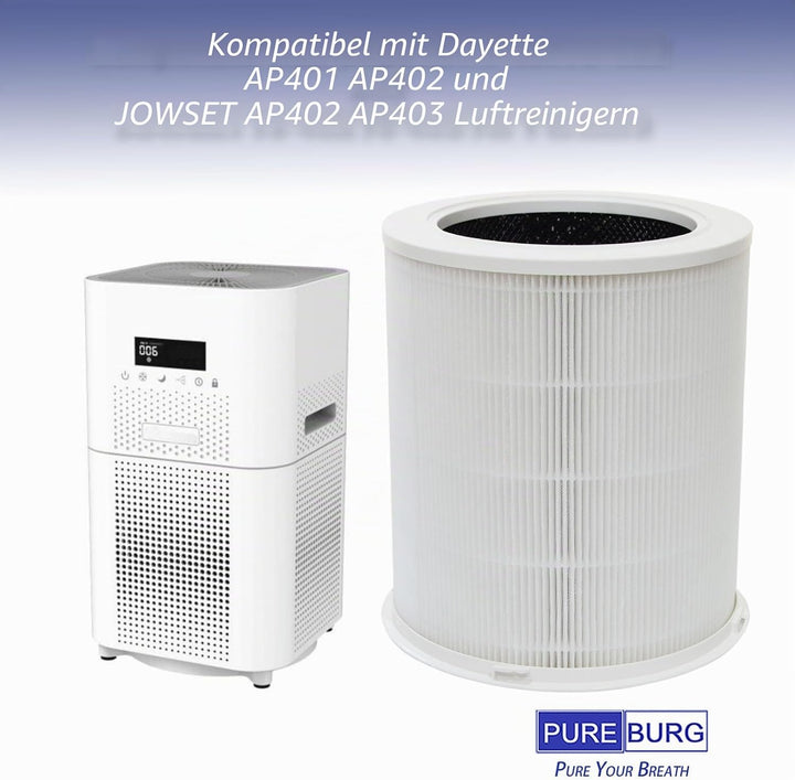 PUREBURG Ersatzfilter kompatibel mit Dayette FRESHDEW AP401 AP402 & JOWSET AP402 AP403 Luftreinigern