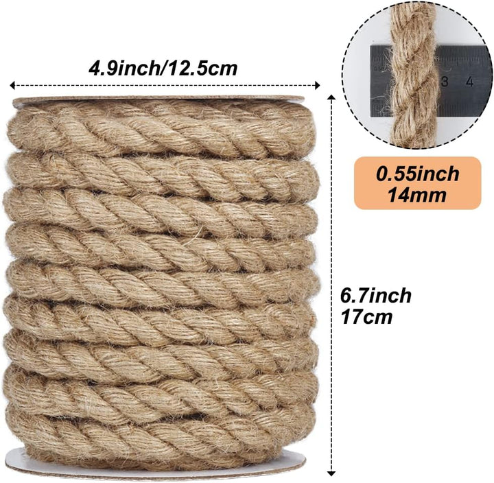 Vivifying Hanfseil, 10m 14mm Juteseil, Schwere Seil für Handwerk,Floristik, DIY, Dekoration, Bündel,
