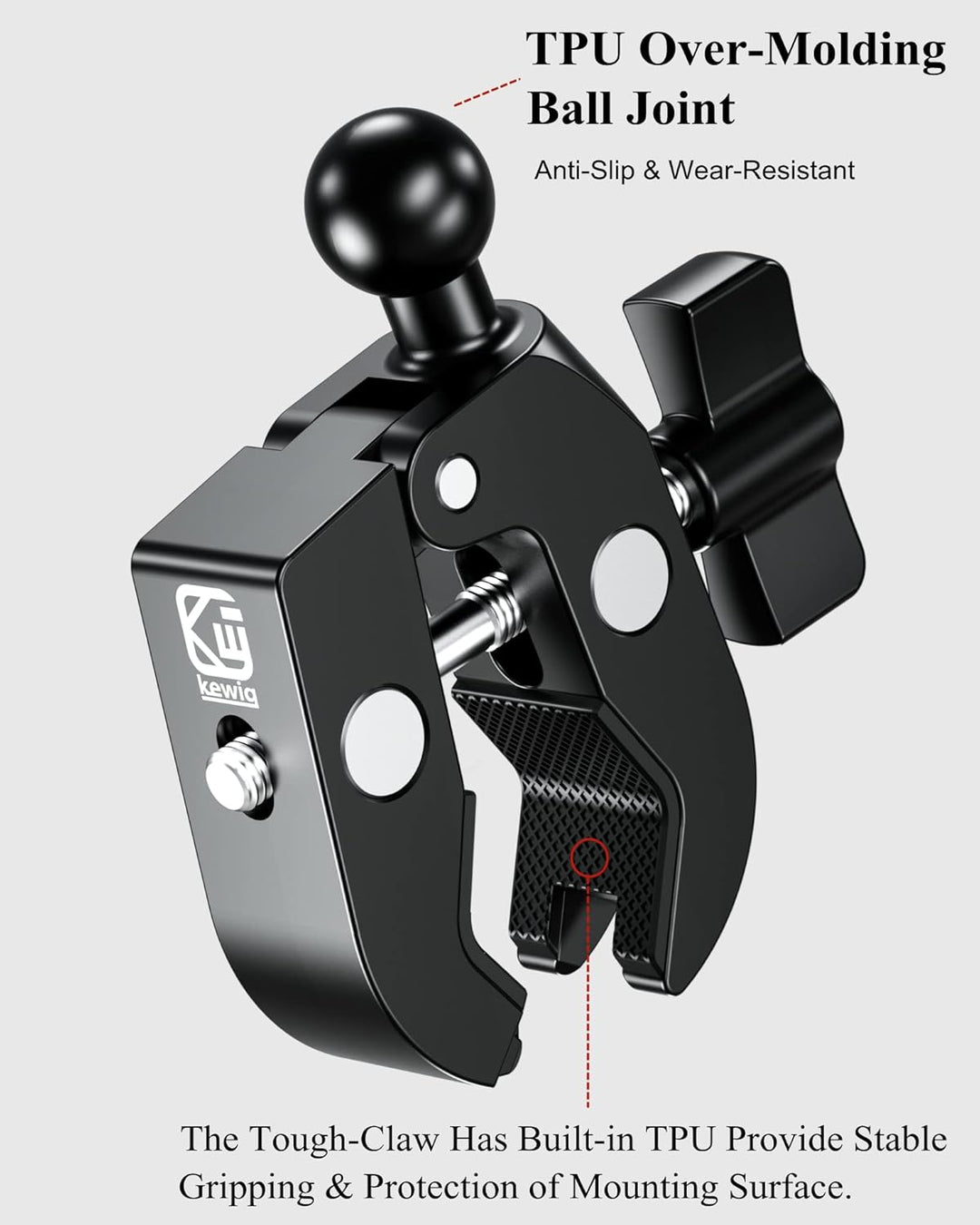 BRCOVAN Aluminiumlegierung Lenkerklemmbasis mit 17mm TPU Kugel für Schienen mit Einem Durchmesser vo