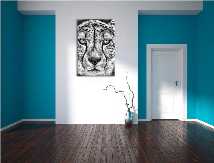 Pixxprint ruhender Gepard als Leinwandbild/Grösse: 100x70 cm/Wandbild/Kunstdruck/fertig bespannt, 10