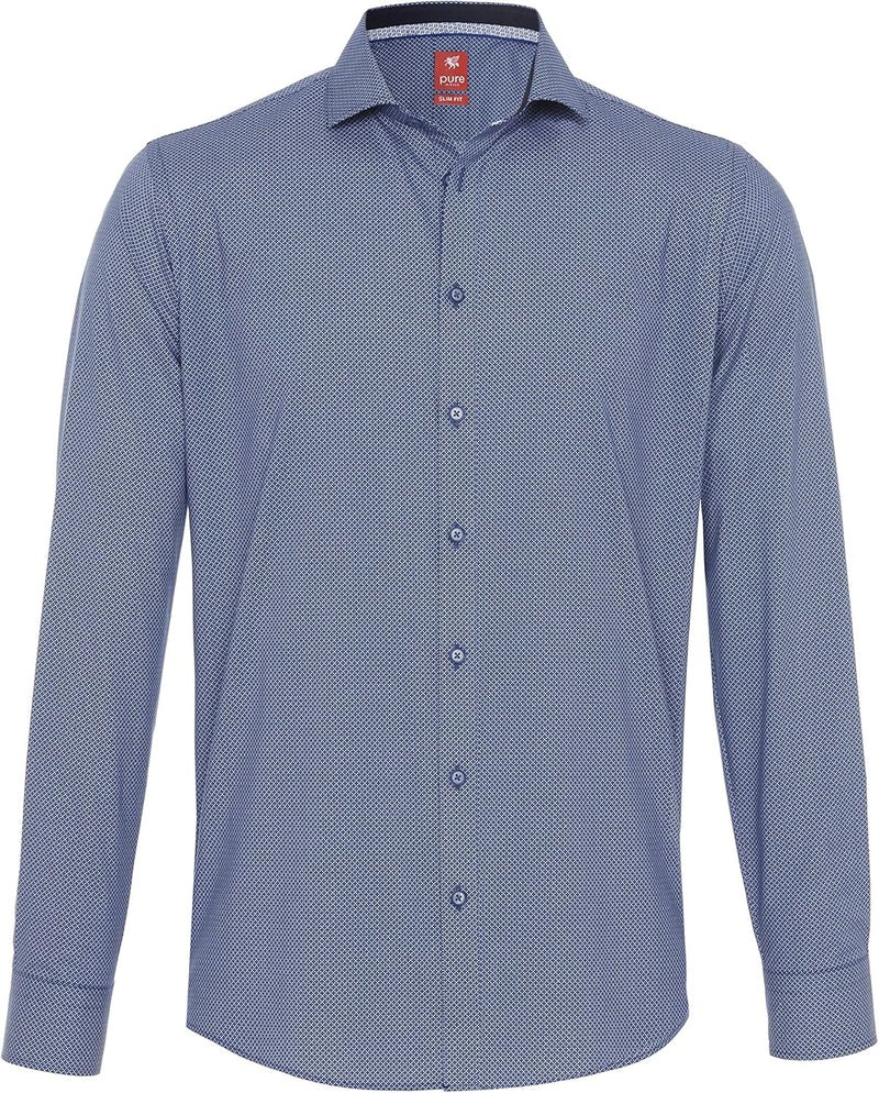 pure h. tico Herren Klassisches Hemd XS Druck Dunkelblau, XS Druck Dunkelblau