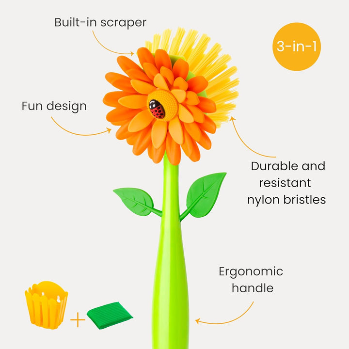 VIGAR Flower Power Spülset, bunt Orange/Gelb/Grün, Orange/Gelb/Grün