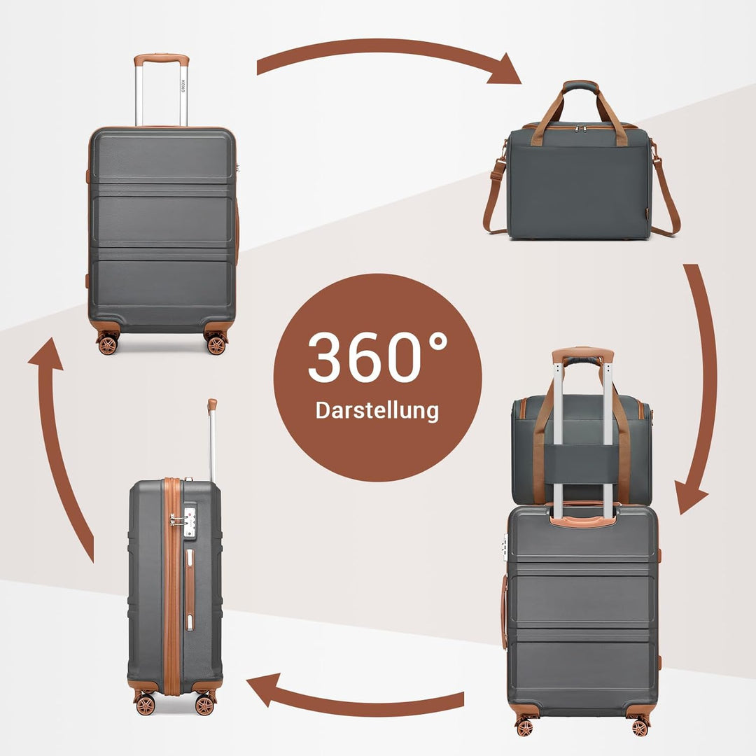 KONO 55cm Handgepäck-Koffer Trolley Set 2 Teilig Gepäcksets, Kleiner Koffer mit Rollen Handgepäck Se