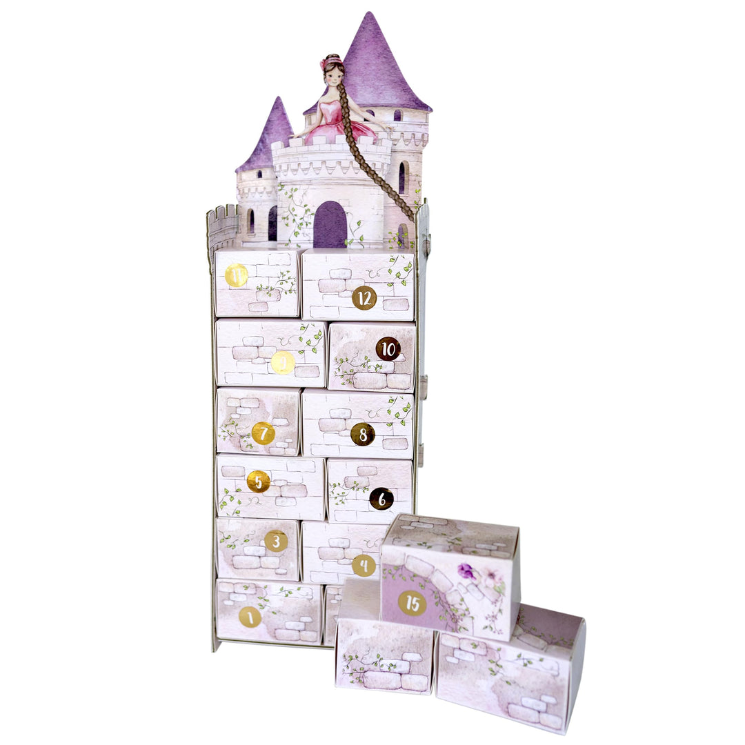 Papierdrachen Adventskalender 2025 - Rapunzel Turm zum Zusammenbauen – wiederverwendbarer Schachtelk