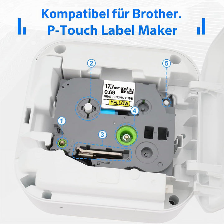 3er-Pack 17,7mm Schrumpfetikett Kompatibel für Brother HSe-641 HSe641 HS641 Hsc641 Schrumpfschläuche