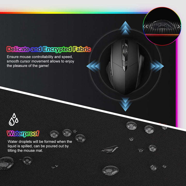 Gaming Mauspad RGB Mousepad 800x300mm XXL Gaming Mousepad gross mit 14 Beleuchtungs Modi 7 LED Farbe