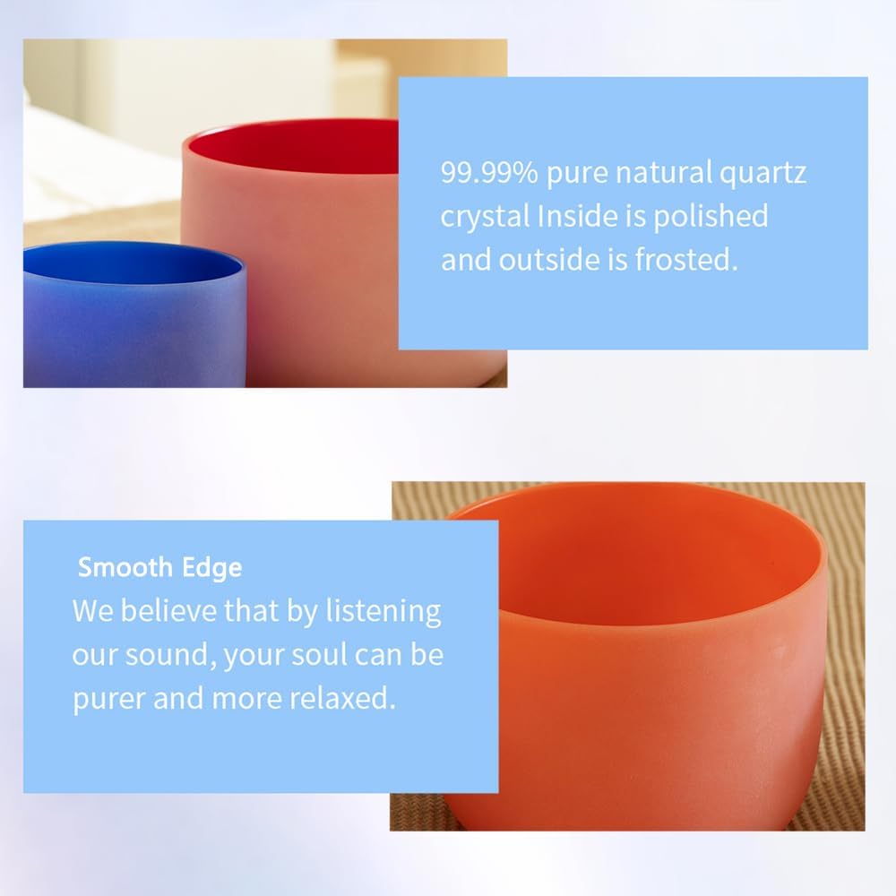 Hye-eun Kristall-Klangschalen Set 432Hz, 7-12 Zoll 7 Töne A B C D E F G 7 Farbe Chakren Klangschale