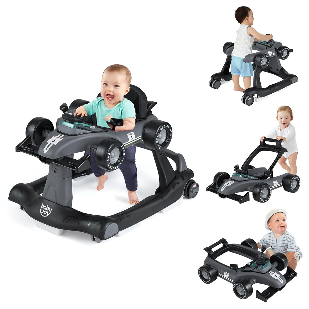 FANTASK 4 in 1 Lauflernhilfe, Autoförmiger Lauflernwagen mit Geschwindigkeit, Musikbox, Licht & Räde
