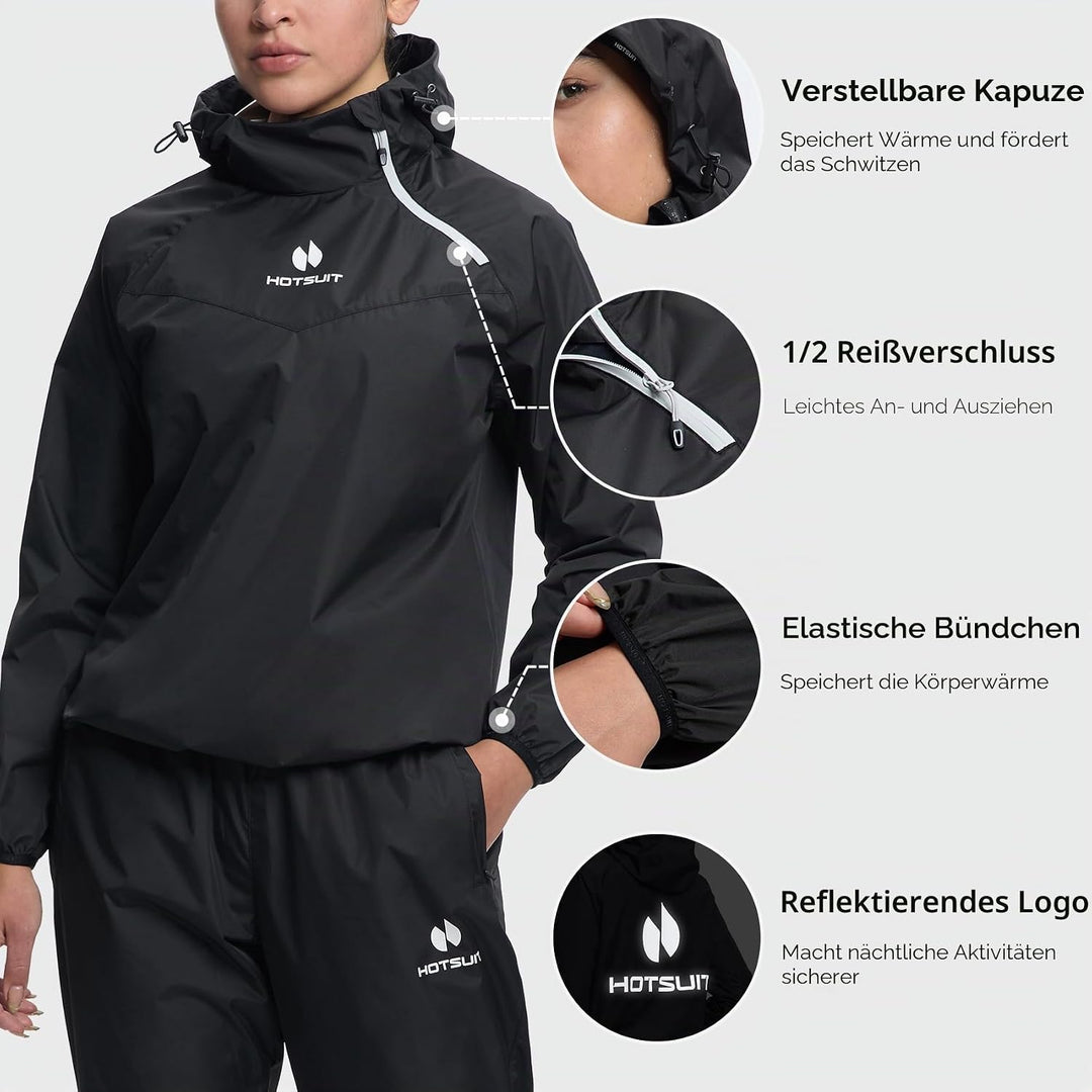 HOTSUIT Saunakostüm für Damen, Hose, Schlankheitsjacke, Fitnessstudio, Sweatshirt, Schweisskleidung,