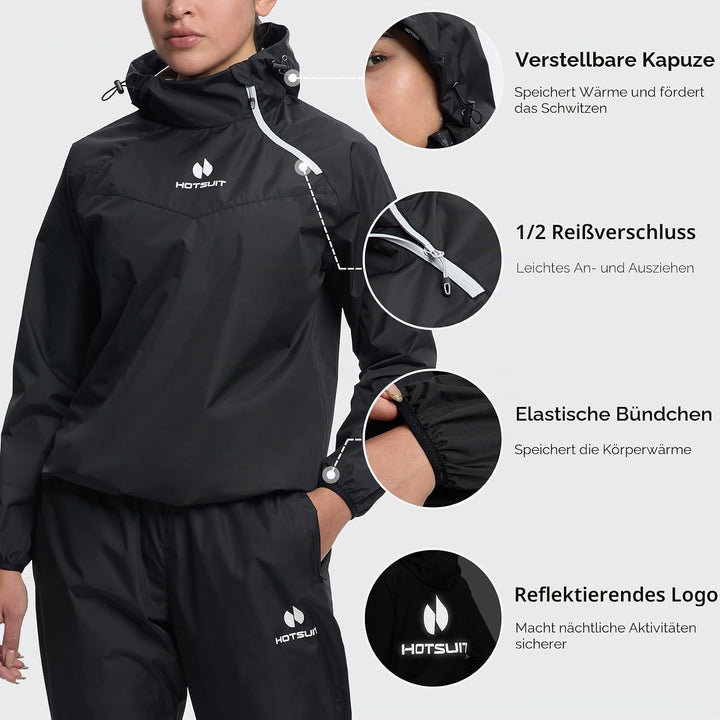 HOTSUIT Saunakostüm für Damen, Hose, Schlankheitsjacke, Fitnessstudio, Sweatshirt, Schweisskleidung,