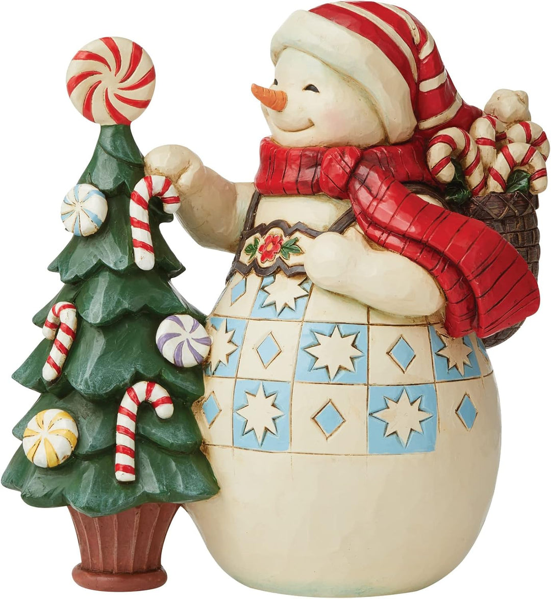 Enesco Jim Shore Schneemann mit Zuckerstange, Baumhalle Mark Exklusive süsse Weihnachtstraditionen