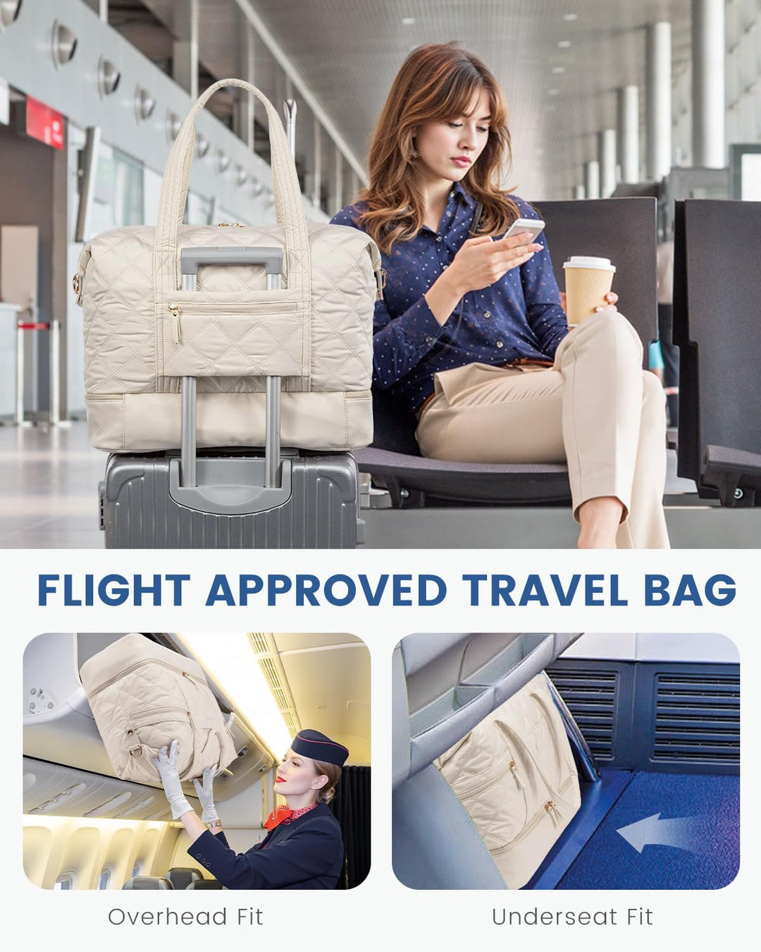 LOVEVOOK Reisetasche, leichte Wochenendtasche für Damen, mit Schuhfach, Puffer Turnbeutel, persönlic